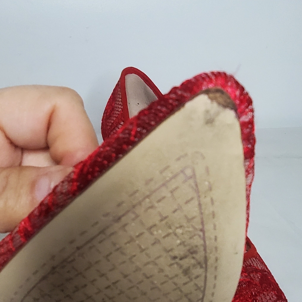 Jessica Simpson Size 7 1/2 M - Chic Red Lace Women's Heels - Picture 6 of 10